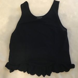 Topshop Black Ruffle Crop Top